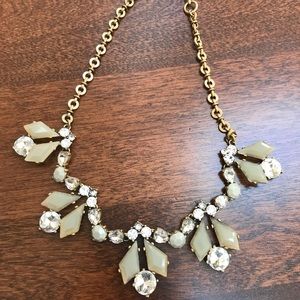 J Crew cream, rhinestone and gold necklace